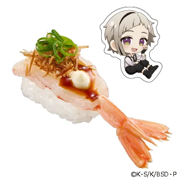 文豪ストレイドッグスコラボ限定ピック付き マーラー風赤えび揚げネギ添え