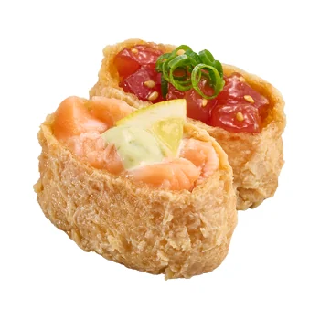 彩りいなり(まぐろユッケ・サーモンバジル)