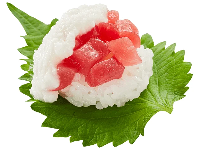 まぐろぶつ山かけ大葉包み