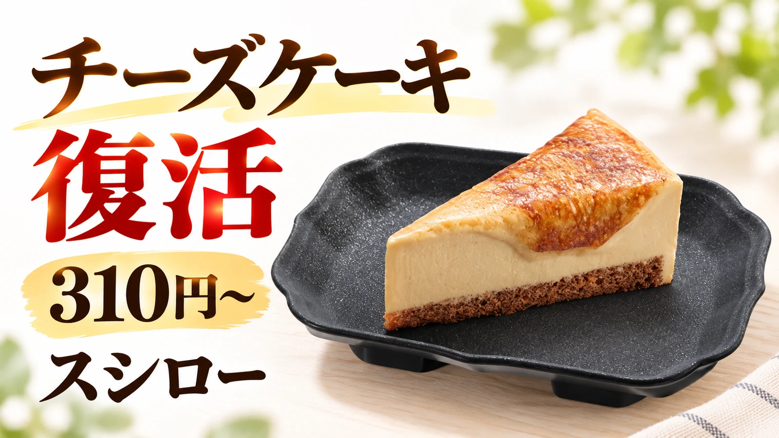 スシロー チーズケーキ復活 310円〜